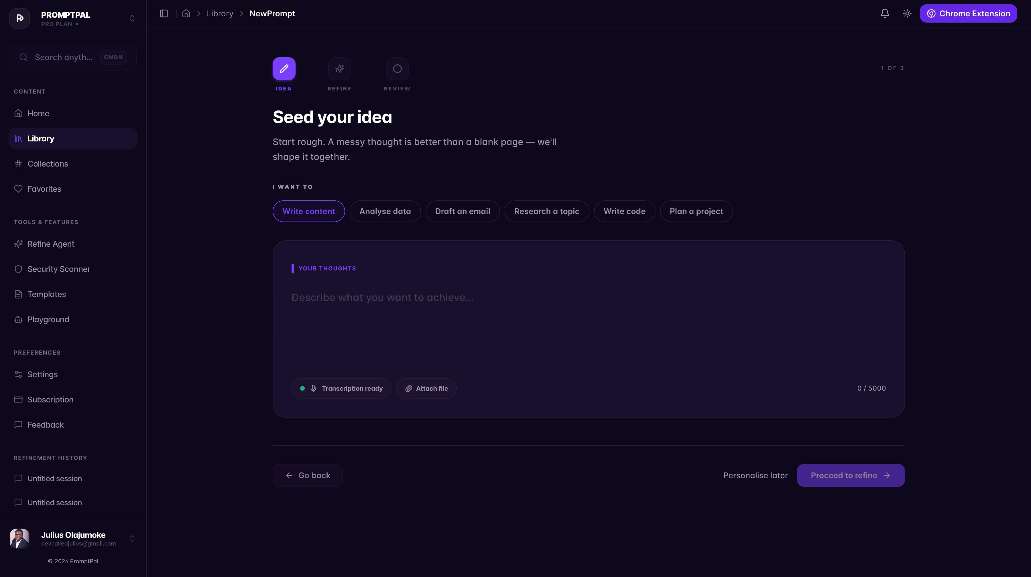 Step 1 - Refine with AI
