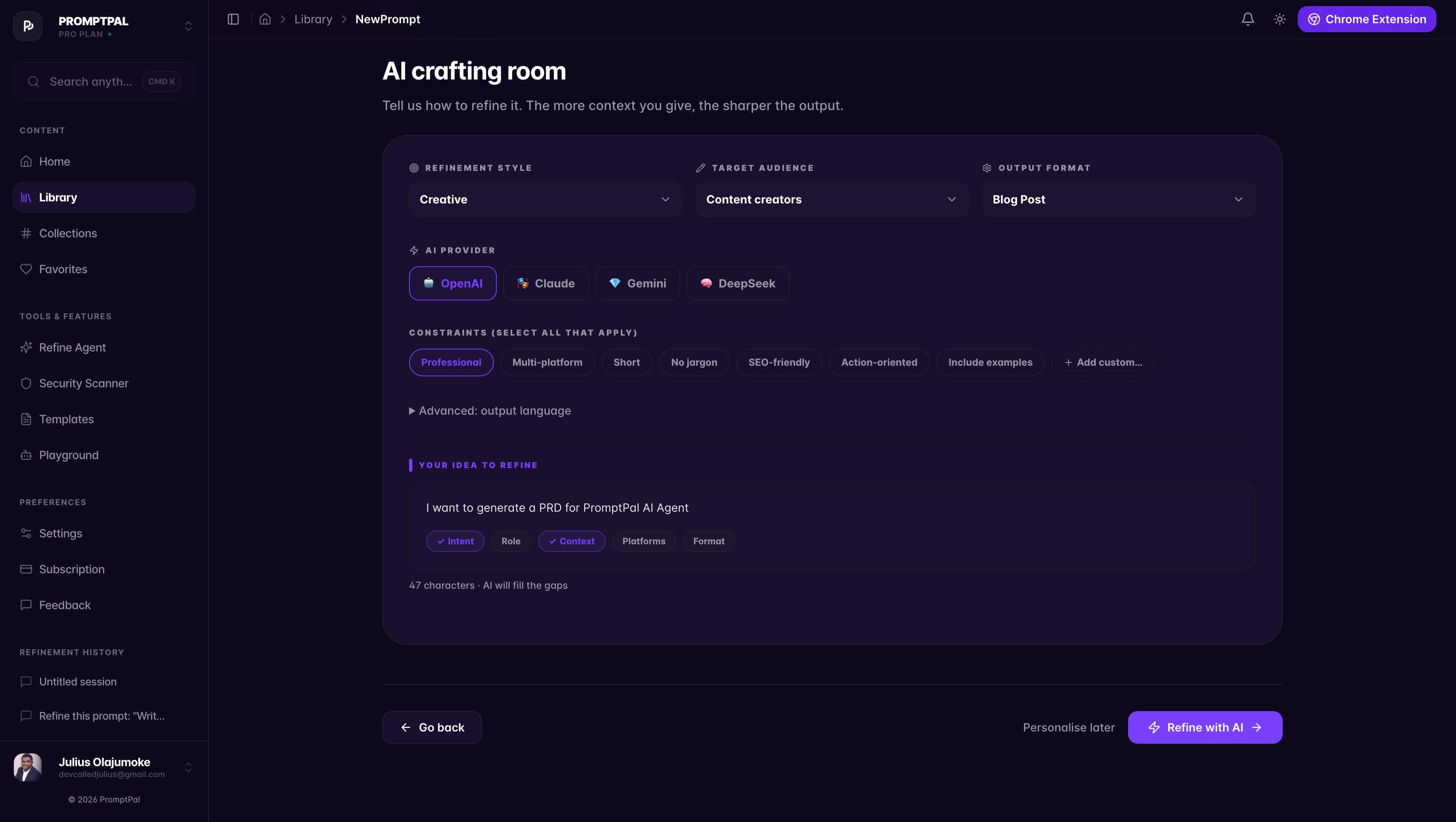 Step 3 - Refine with AI